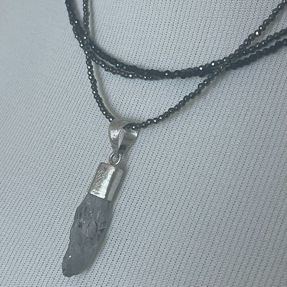 Petite Gemstone Iron Grey Hematite Choker Necklace | 18" | NWT - Picture 2 of 5